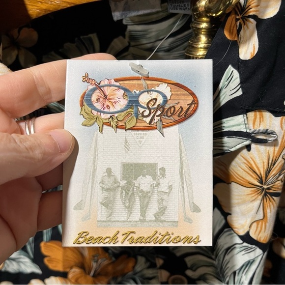 Op Black Hawaiian Floral Button-Up Shirt Cotton - Picture 6 of 9